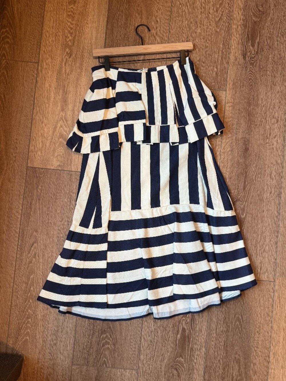 Farm Rio Blue Mixed Stripes Midi Skirt - Picture 4 of 6